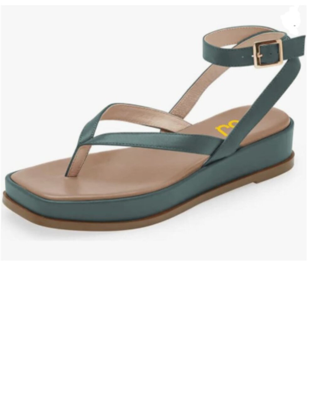 FSJ Deep Teal Thong Open Toe Thick Sole Sandals Ankle Strap Ladies Holiday Shoes
